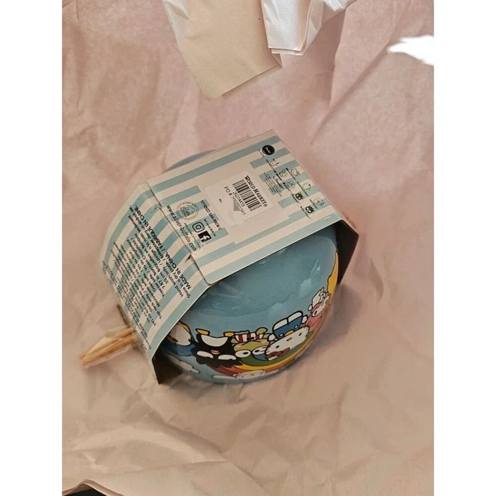 NWT Hello Kitty Rainbow Characters Bowl With Chopsticks